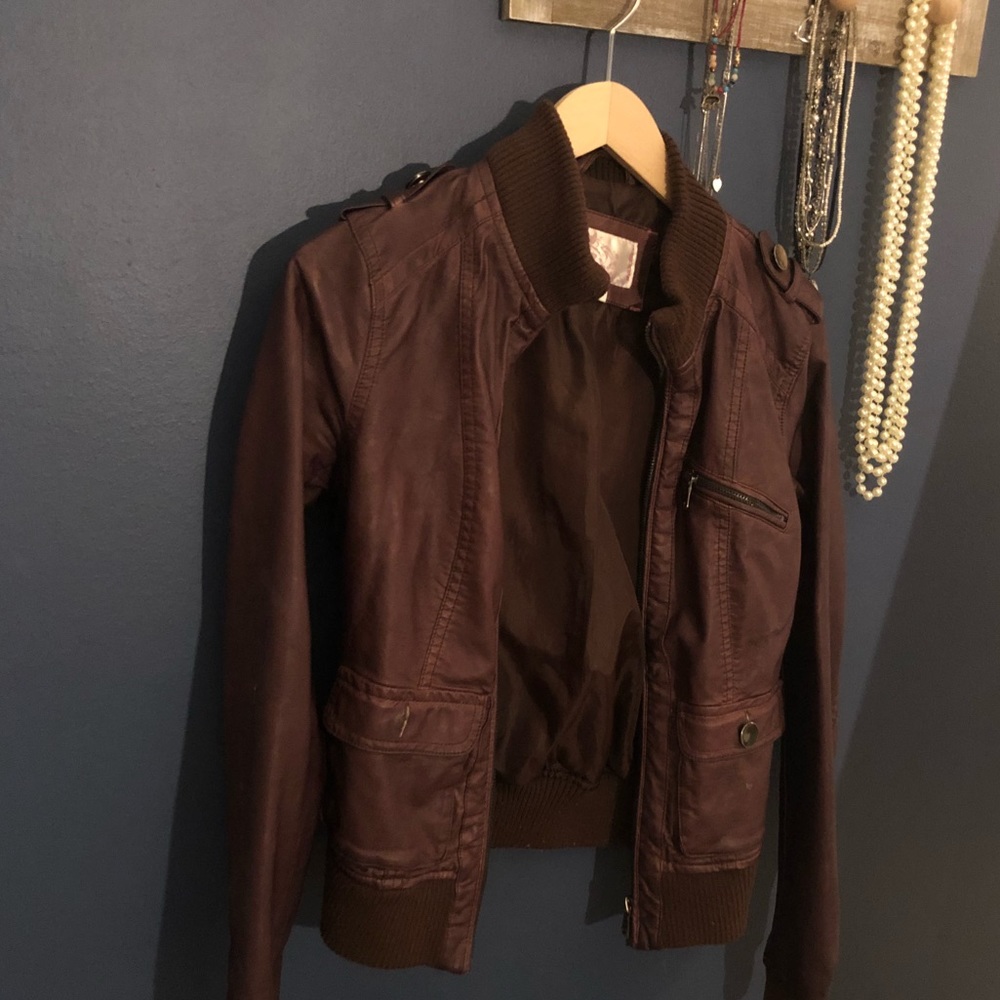 Xhilaration Brown Faux LeatherJacket